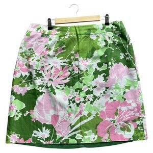 Talbots Plus Size 16W Floral Skirt Cotton Breathable Natural Fiber Summer Guest